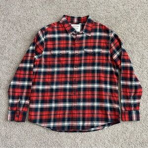 American Eagle Shirt Mens Size XL Red Black Plaid Button Up